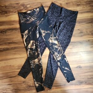 Old Navy Active Leggings Bundle (2 pairs) Leopard and Rose Gold Foil Size M